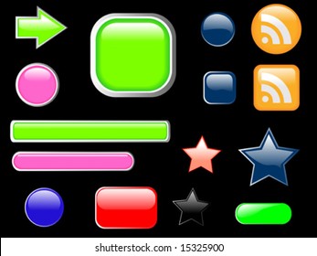 Glossy web buttons in different colors illustration