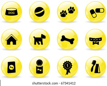 Glossy web buttons, dog icons