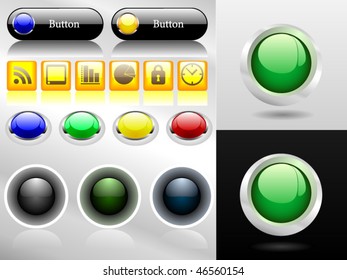 glossy web buttons, icons