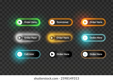 Glossy web buttons set in different colors