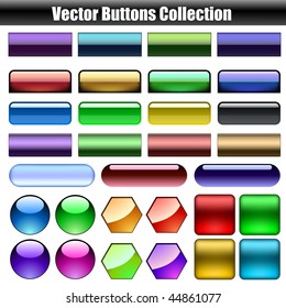 Glossy web buttons vector collection isolated on white background.