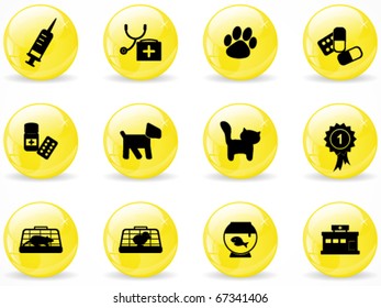 Glossy web buttons, veterinary icons