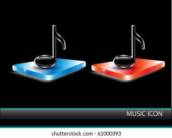 Glossy web icon- Music.vector