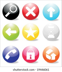 Glossy web icons & buttons vector
