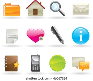 Glossy web icons set. vector