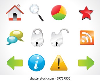 glossy web icons set vector illustration