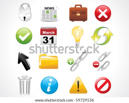 glossy web icons set vector illustration