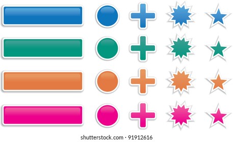 Glossy web shapes.  Blends used for drop shadows. Add your own text or icons.