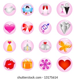 Glossy wedding icons - Part 1 (vector)