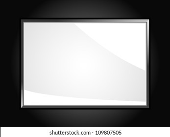 glossy white board on a black background