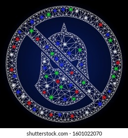 Glossy white mesh no executioner balaclava with lightspot effect. Abstract illuminated model of no executioner balaclava. Shiny wire frame polygonal mesh no executioner balaclava icon.