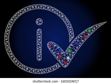 Glossy white mesh truth information with lightspot effect. Abstract illuminated model of truth information. Shiny wire frame polygonal mesh truth information icon.
