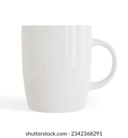 Glossy white tea or coffee cup or mug with shadow vector illustration