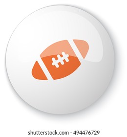 Glossy white web button with orange American Football icon on white background