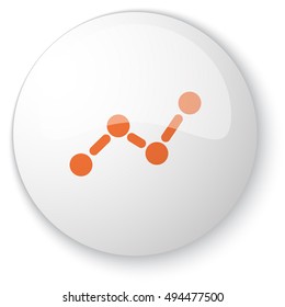 Glossy white web button with orange Graph icon on white background