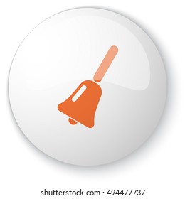 Glossy white web button with orange School Bell icon on white background