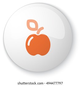 Glossy white web button with orange Apple icon on white background