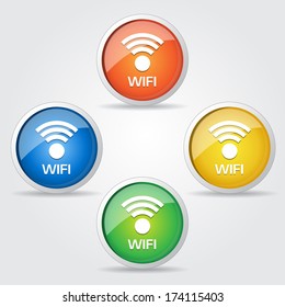 Glossy Wifi Button Icon