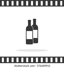 Glossy wine bottles Vector Icon.
