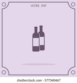 Glossy wine bottles Vector Icon.