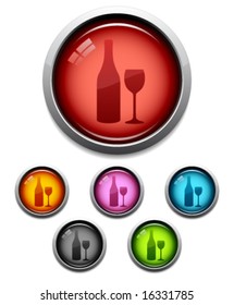 Glossy wine button icon set in 6 colors