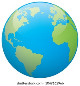 Glossy world map globe