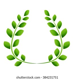 Glossy Wreath of Green Laurel Vector Illustration