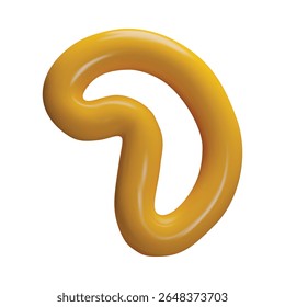 Forma de loop 3D abstrato amarelo brilhante, forma geométrica curva. Para crianças criativas projetos, decorações, festas. Mênfis. Ilustração vetorial. Estilo plástico. Plano de fundo isolado. Ícone.