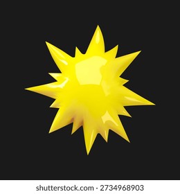 Glossy yellow abstract vector 3D illustration of a star with sharp spikes.