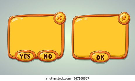 Glossy yellow cartoon panels for game or web UI