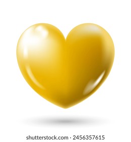 A glossy yellow gold heart on a transparent background