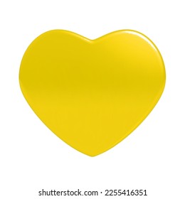 Glossy yellow heart icon or symbol with 3D effect