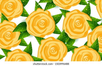 Glossy Yellow rose floral pattern background