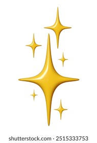 Ilustração vetorial de estrelas amarelas brilhantes em estilo 3D, com brilhos brilhantes e abstratos. Perfeito para projetos de luxo, decorações festivas, temas de férias e projetos criativos com um elegante