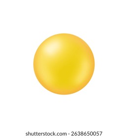Glossy yellow sun sphere ball icon in realistic 3d soft style isolated on white background. Vector illustration of sun summer object weather for mobile UI, web design button, sale banner or poster