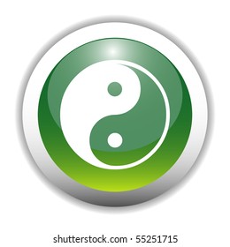 Glossy Yin Yang Sign Button