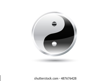 Glossy Ying yang symbol vector illustration