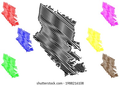 Gloucester County, Commonwealth of Virginia (U.S. county, United States of America) map vector illustration, scribble sketch Gloucester map
