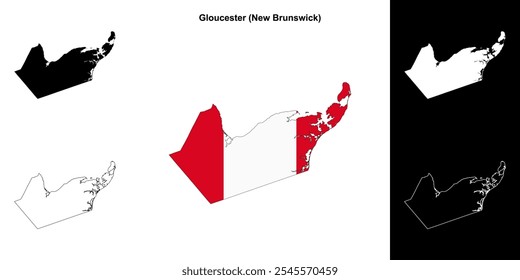 Gloucester county (New Brunswick) outline map set