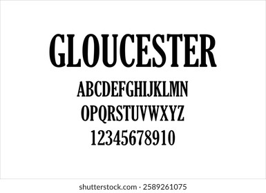 Gloucester font for logo and headline. Isolated vector typeset