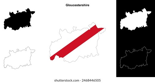 Gloucestershire blank outline map set