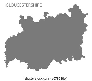 Gloucestershire county map England UK grey illustration silhouette shape