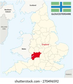 gloucestershire county map with flag