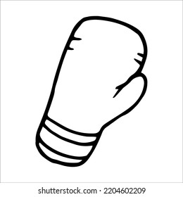 Glove for boxing doodle style vector illustration isolated on white background