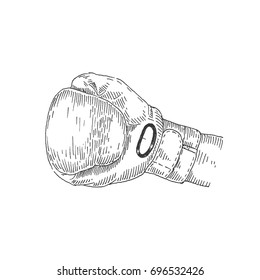 Glove for boxing. Gesture of the hand. Vector sketch. Drawn by hand.