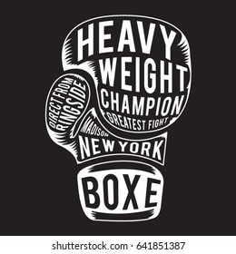 Glove boxing  sport  typography, tee shirt graphics, vectors