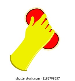 Glove with a cleaning brush. Vector illustration design