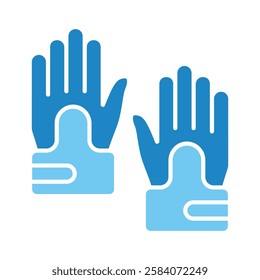 Glove dual tone blue color icon, mini, small illustration. use for modern concept, print, UI, UX kit, web and app development. Vector EPS 10, related to industrial, business, finance, investment.