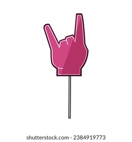 glove foam fan finger cartoon. one sign, winner soccer, blue supporter glove foam fan finger sign. isolated symbol vector illustration