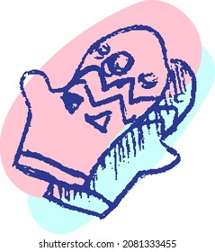 Glove garment accessory for warmth hand vector. Cold winter season elegant knitwear clothing. Comfortable fashionable textile material clothes for warming arm in wintertime flat cartoon illustration
